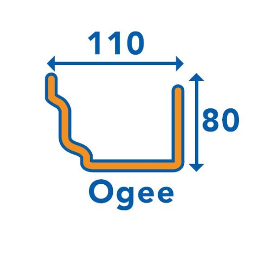 Crown Ogee Gutter White 2m