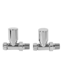 Chrome Straight Towel Radiator Valve 15mm X ½" 2 PACK