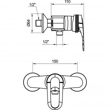  LEVER SHOWER MIXER TAP VALVE 150MM CENTRES 