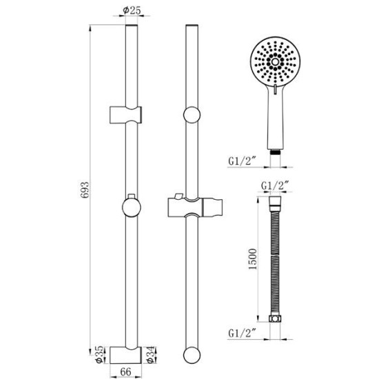 Gem Serena Slide Rail Kit Black