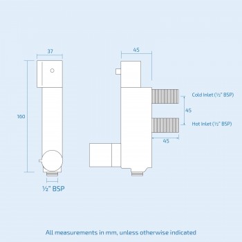 V100 Alternative Vertical Shower Mixer 45mm Centres