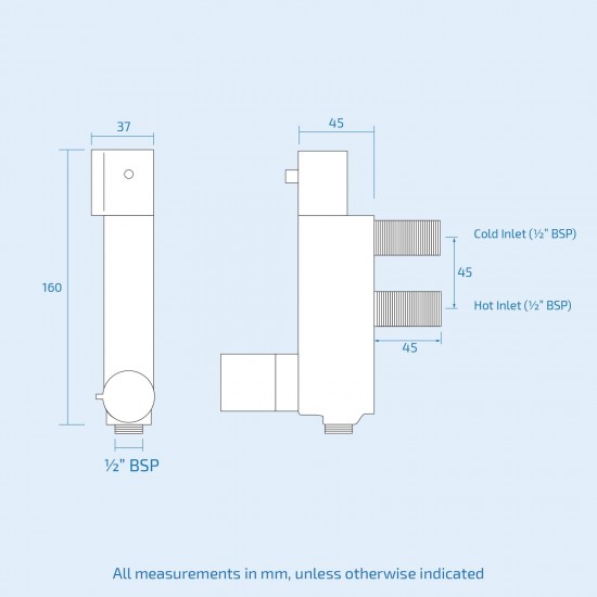 V100 Alternative Vertical Shower Mixer 45mm Centres