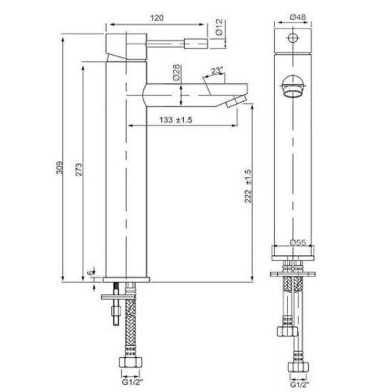 TEC Studio Tall Mono Basin Mixer