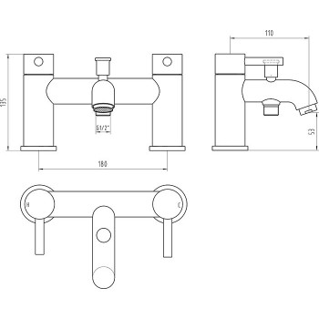 Pinford Bath Shower Mixer Black