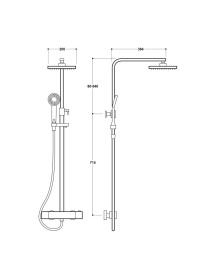 Round Black Thermostatic Shower Mixer With Rigid Riser Rail Kit