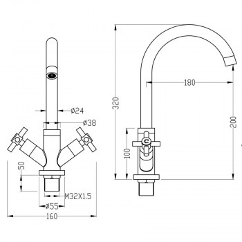 Westley Cross Head Kitchen Mixer 