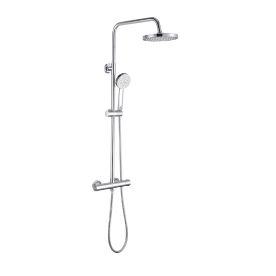 Round Chrome Thermostatic Shower Mixer with Rigid Riser Rail Kit