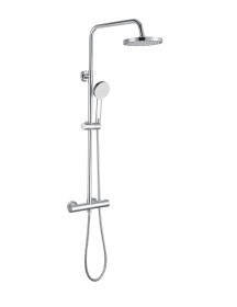 Round Chrome Thermostatic Shower Mixer with Rigid Riser Rail Kit