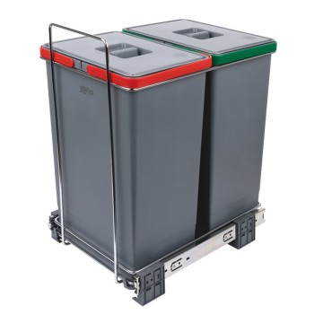 Pull Out Waste Bins 2x 24L Floor Mounted for Hinged Door
