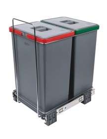 Pull Out Waste Bins 2x 24L Floor Mounted for Hinged Door