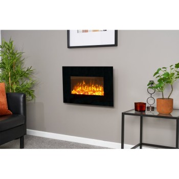 Sureflame Electric Wall Mounted Fire with Remote in Black, 26 Inch