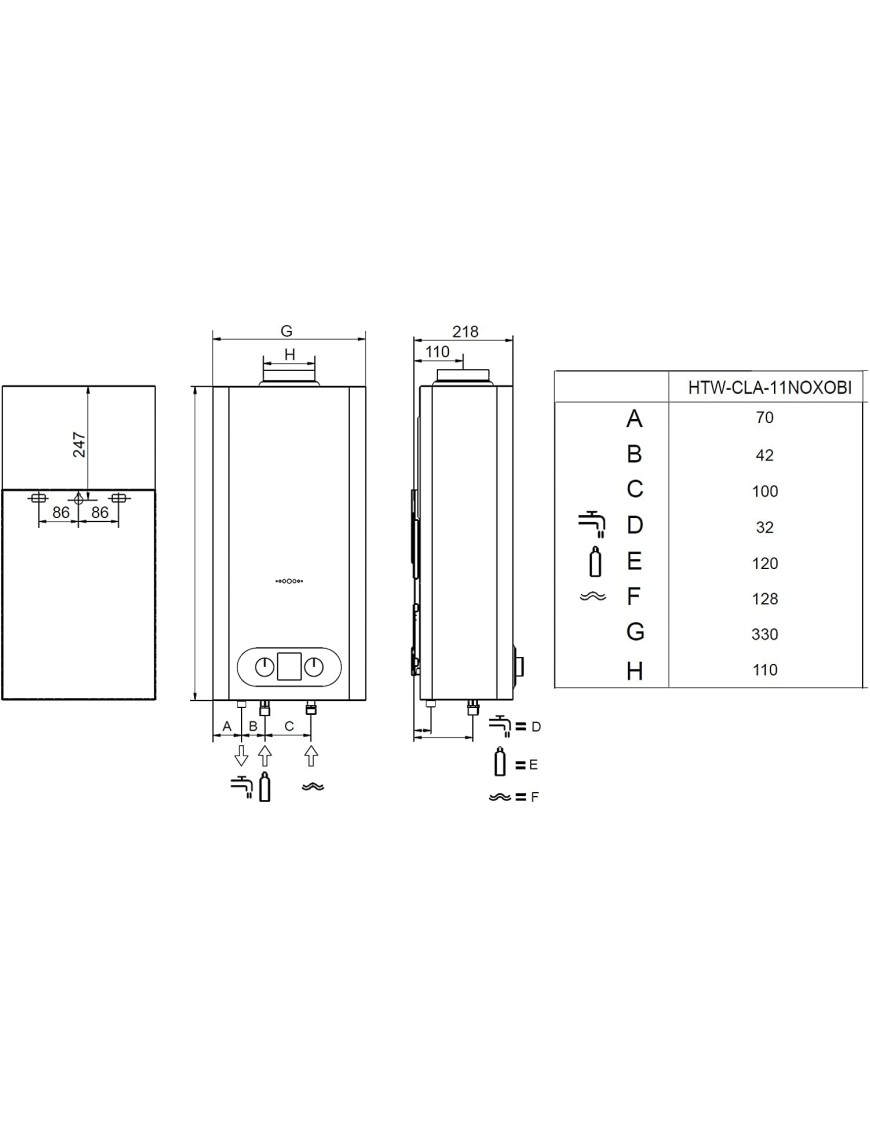 HTW 11L LPG Water Heater LoNox