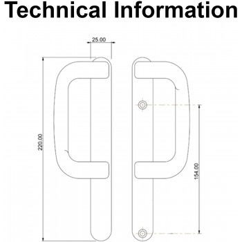 UPVC Inline Patio Door Handle XL Dummy White