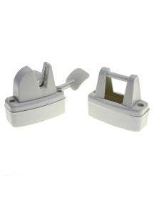 Lever/Trigger Release Catch Door Retainer (Flipper) White C/W Spacers