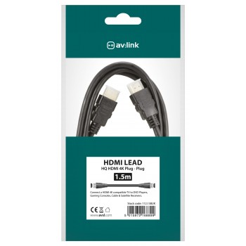 HQ 4K Ready High Speed HDMI Lead with Ethernet 1.5m