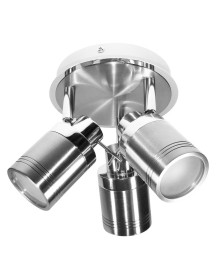 GU10 Circular 3 Spot Ceiling Light IP44 Rated Brushed Chrome