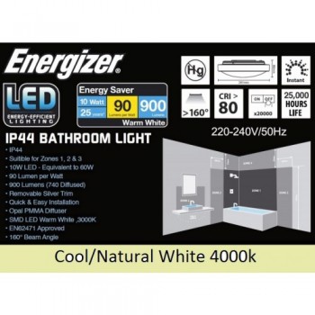 ENERGIZER LED Bathroom Light 10W (Natural White 4000k)