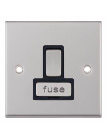 Satin Chrome & Black Insert Metal DP Switched Fused Connection Unit 13A
