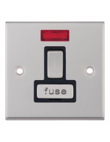 Satin Chrome & Black Insert DP Switched Fused Connection Unit & Neon 13A