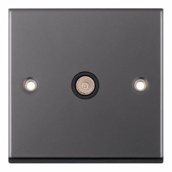 Black Nickel & Black Insert 1 Gang TV/FM Co-Axial Aerial Socket Outlet