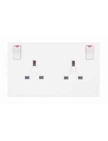 13A 1 to 2 Gang Switched Converter Socket White