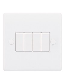Smooth 4 Gang 10A 2 Way Switch (1 Gang Plate)