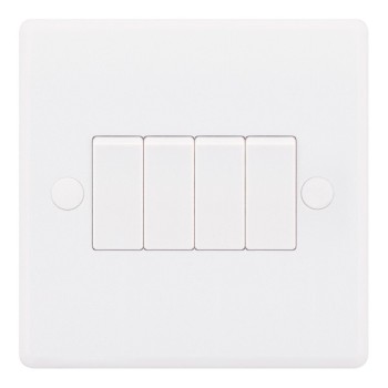 Smooth 4 Gang 10A 2 Way Switch (1 Gang Plate)