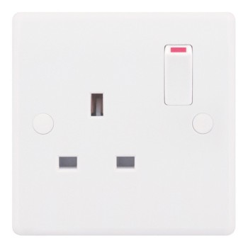 Smooth White 1 Gang 13A Switched Socket