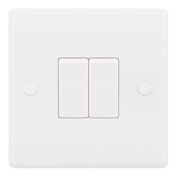 Smooth White 2 Gang 10A 2 Way Switch