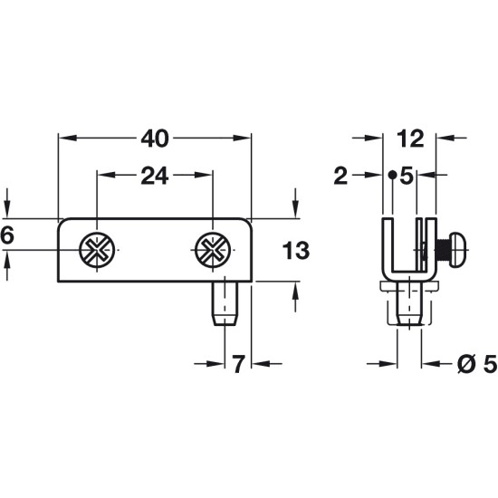 Glass Door Hinge Opening Angle 110° Simplex Pair