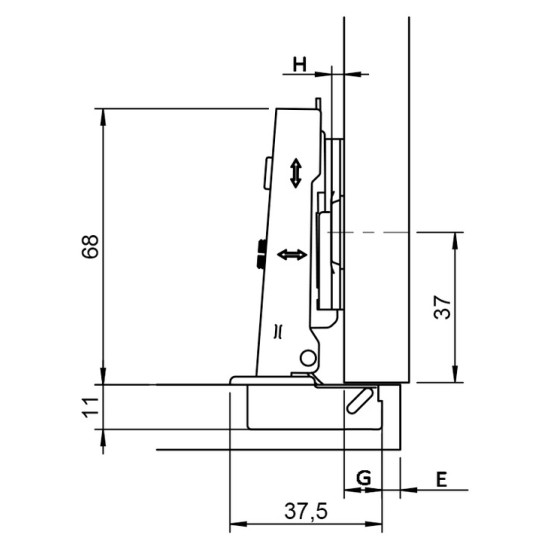 110º Smuso Quick Fixing Soft Close Hinge and Cruciform Base