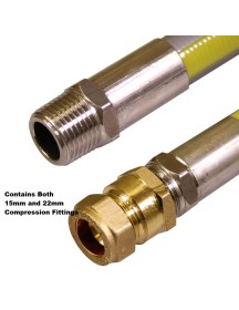 Stainless Hose Assembly Kit 1.2MTR 1/2" x 15MM + 22MM 