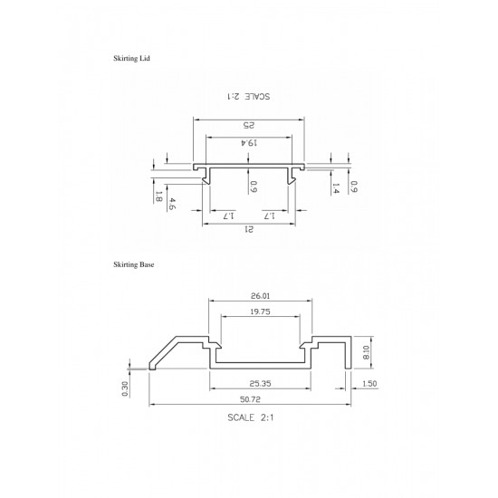 50mm Bevelled Skirting White 2400mm Long