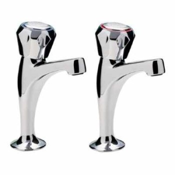 CHROME INCLINED HIGH NECK PILLAR TAPS 