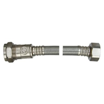 WRAS Approved Flexi Tap Connector with Iso valve 15mm x 1/2"