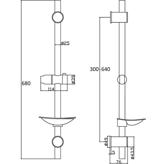 Chrome 3 mode Adjustable Fixing Bracket Shower Kit