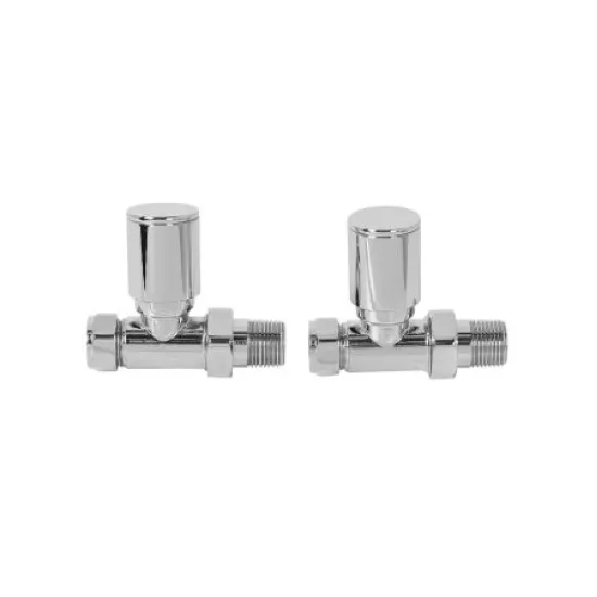 Chrome Straight Towel Radiator Valve 15mm X ½ 2 PACK