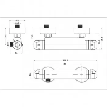 GEM Bottom Outlet Thermostatic Shower Mixer And Riser Rail Kit