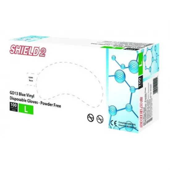 Shield GD13 Blue Powder Free Gloves Box Large 100