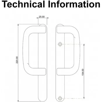 UPVC Inline Patio Door Handle XL Dummy White
