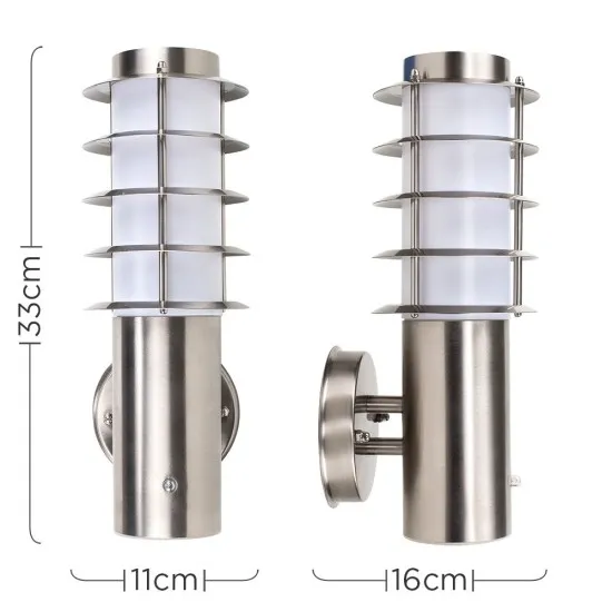 EQUINOX DUSK TIL DAWN WALL LANTERN IN BRUSHED CHROME