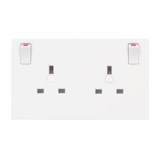 13A 1 to 2 Gang Switched Converter Socket White