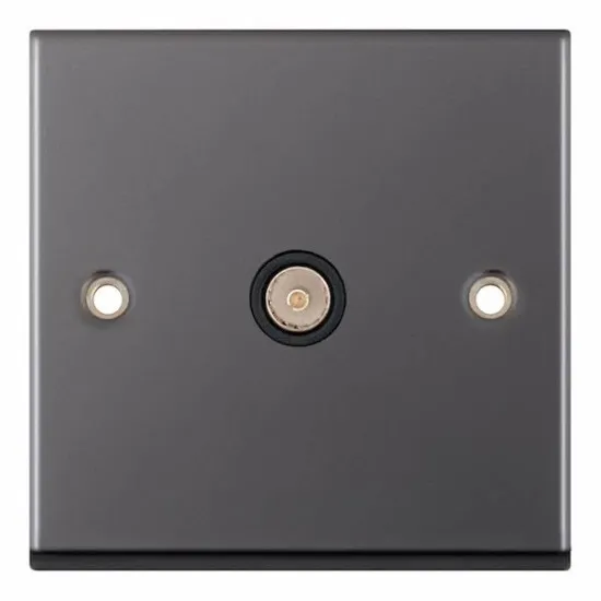 Black Nickel & Black Insert 1 Gang TV/FM Co-Axial Aerial Socket Outlet
