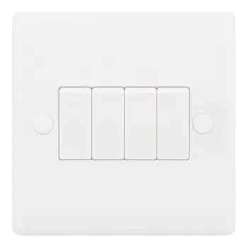 Smooth 4 Gang 10A 2 Way Switch (1 Gang Plate)