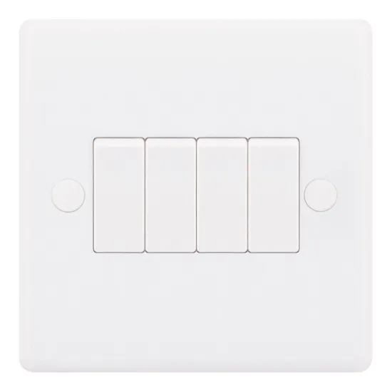 Smooth 4 Gang 10A 2 Way Switch (1 Gang Plate)