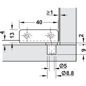 Glass Door Hinge Opening Angle 110° Simplex Pair