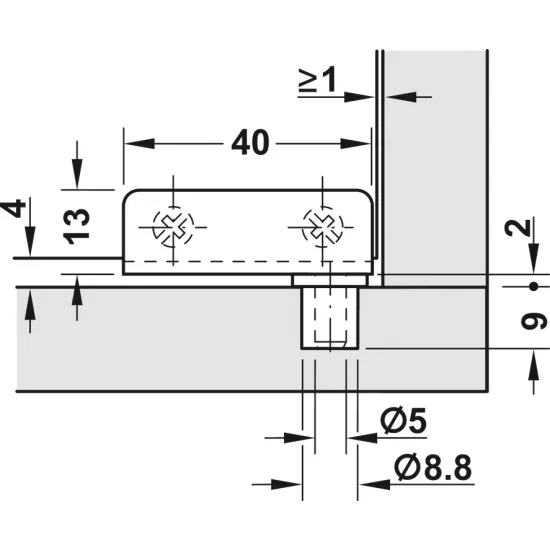 Glass Door Hinge Opening Angle 110° Simplex Pair