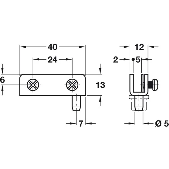 Glass Door Hinge Opening Angle 110° Simplex Pair