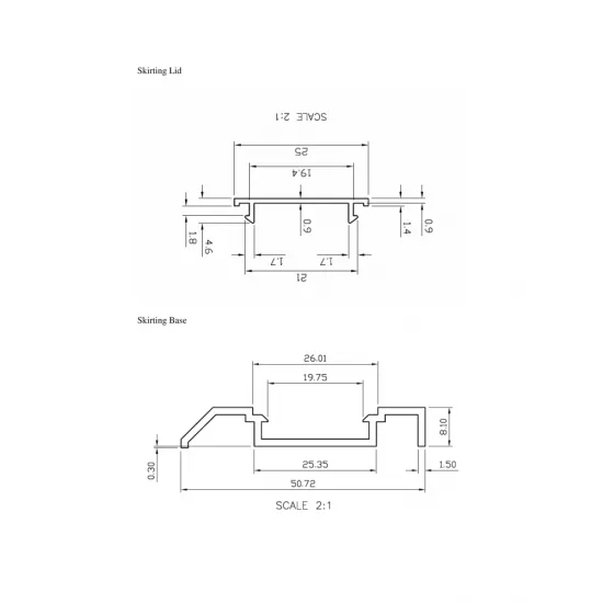 50mm Bevelled Skirting White 2400mm Long