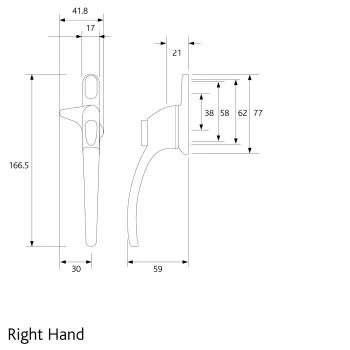 Cockspur Window Handle Right Hand 2019 Onwards